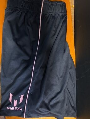 MESSi Kids Black Shorts with Pink Trim